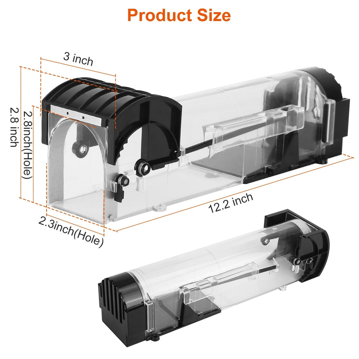 2Pcs Humane Live Mouse Trap Reusable Rat Rodent Trap Catch Release Cage Safe for Family Children Pets Easy Setup