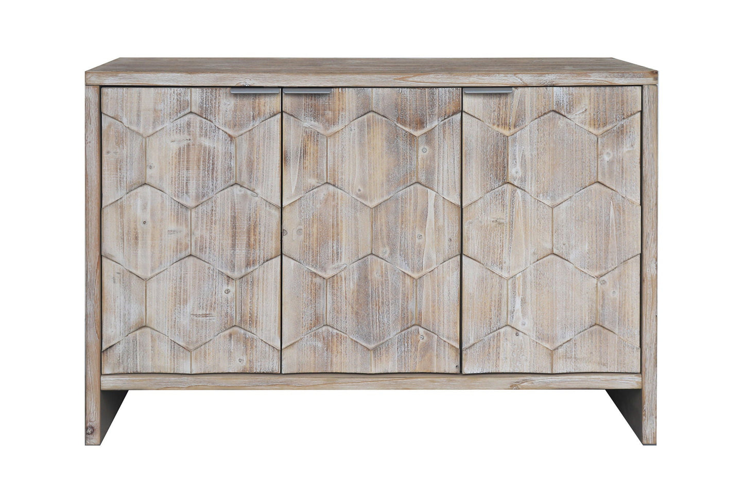 Accent Cabinet Farmhouse Style 3 Door Wooden Cabinet Sideboard Buffet Server Cabinet Storage Cabinet, For Living Room - Natural Wood Wash