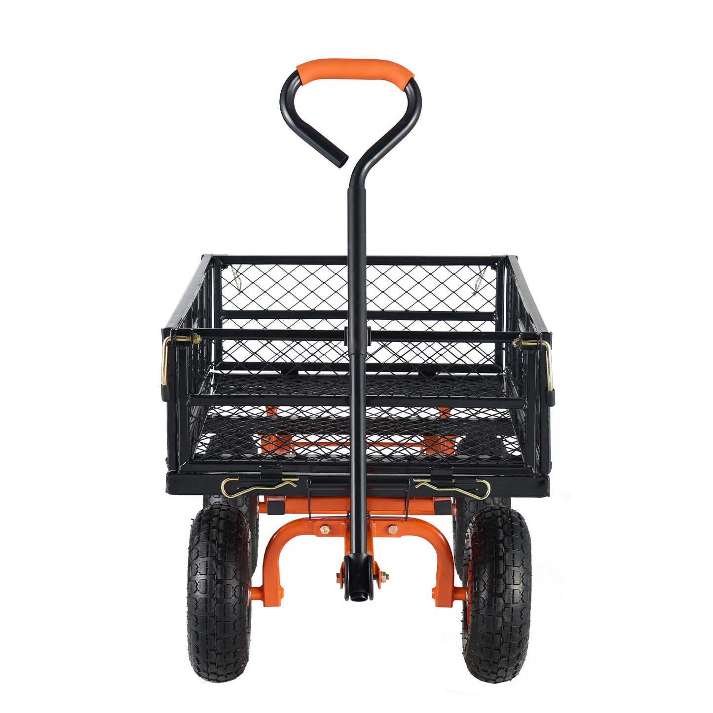 Metal Garden Dump Cart with Easy-Assemble Frame and Convertible Handle