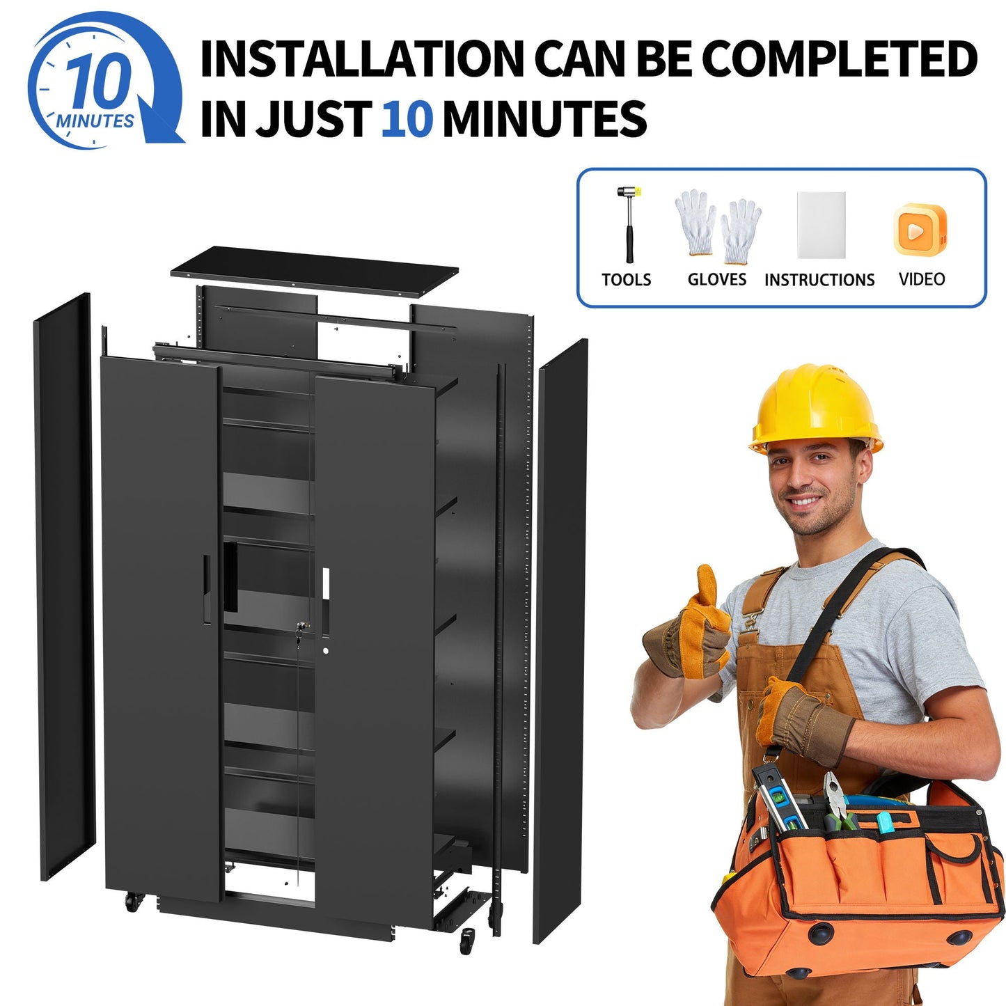 Heavy Duty Rolling Cabinet With Lock, Garage Storage Cabinet, 4 Adjustable Shelves For Tool Organization