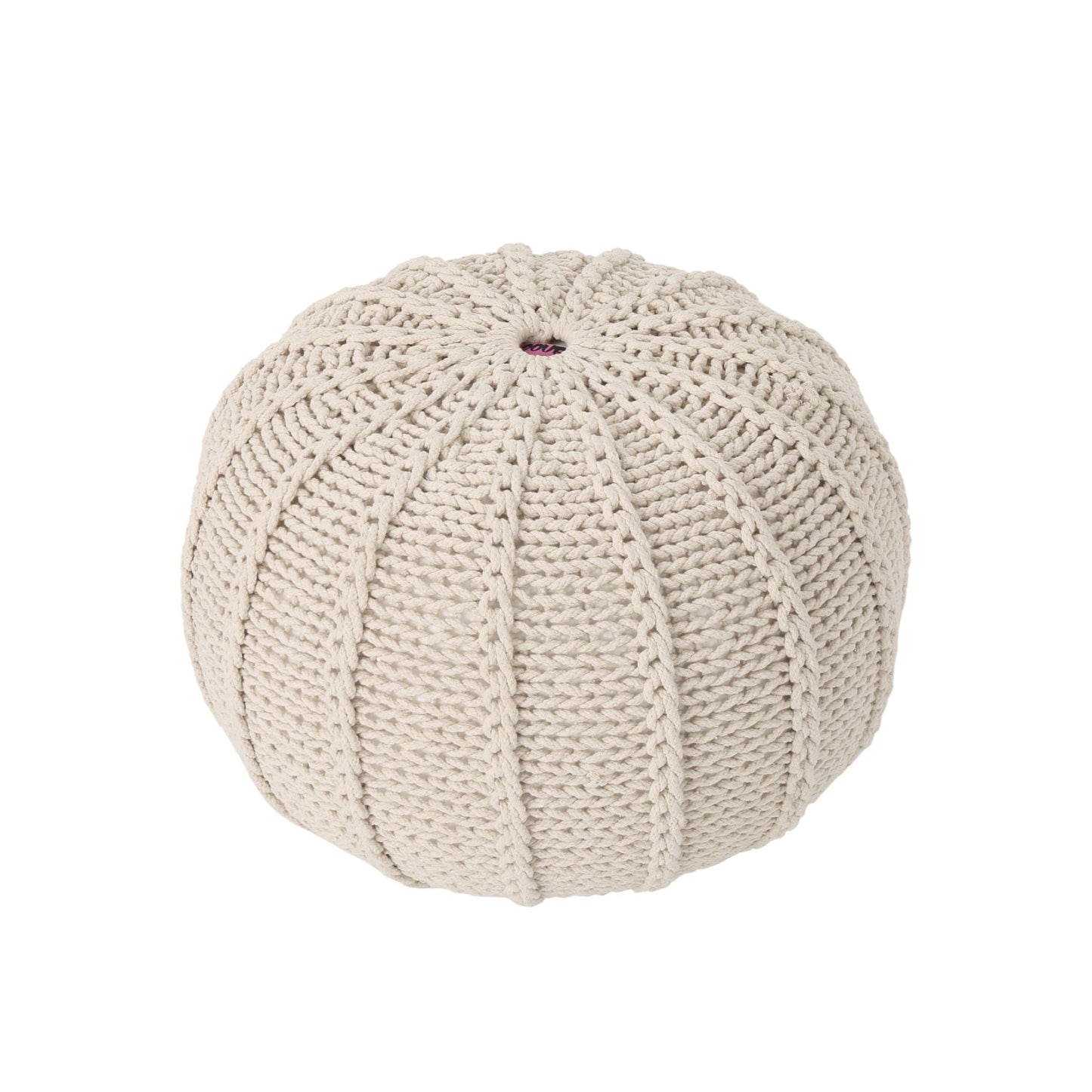 Bordeaux Knitted Round Pouf Ottoman And Floor Cushion
