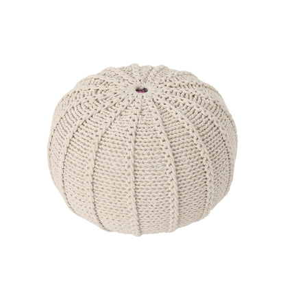 Bordeaux Knitted Round Pouf Ottoman And Floor Cushion