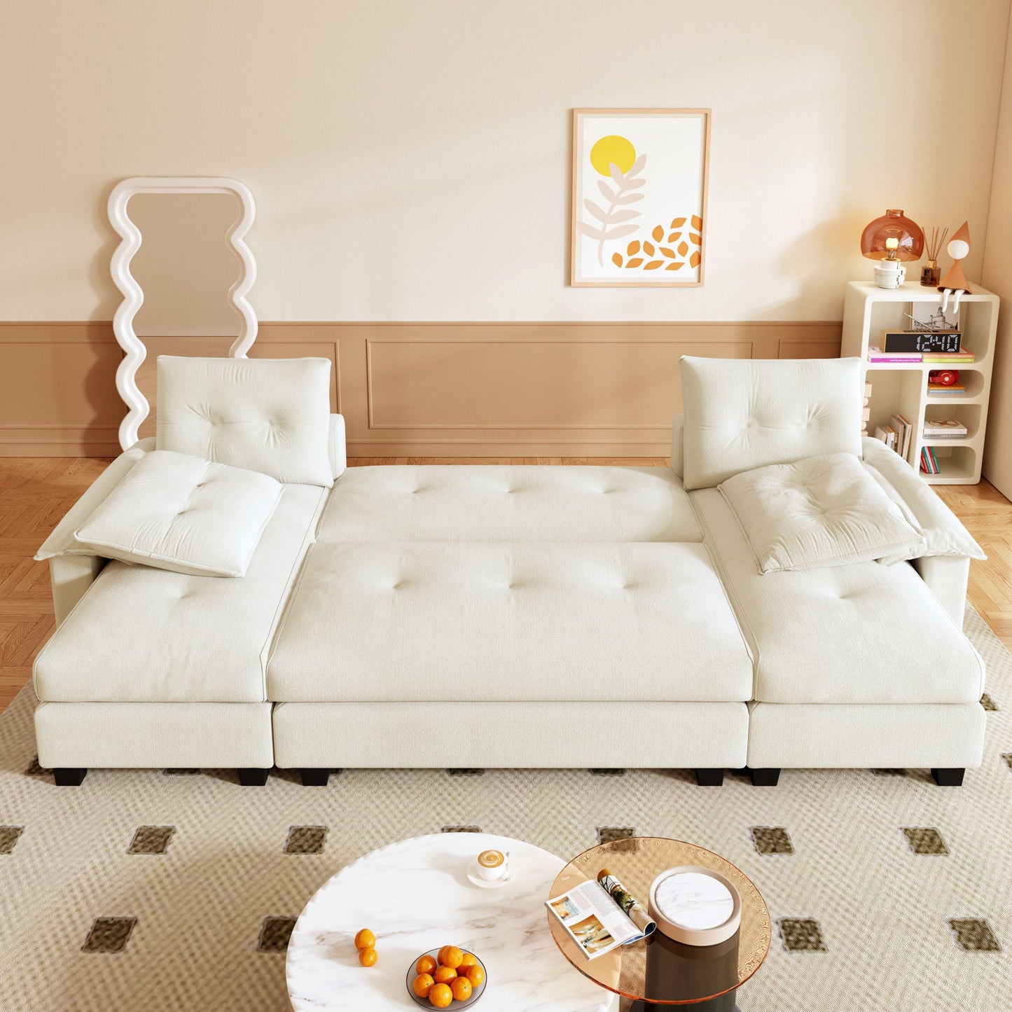 U-Shaped Sleeper Sofa With Pull Out Bed