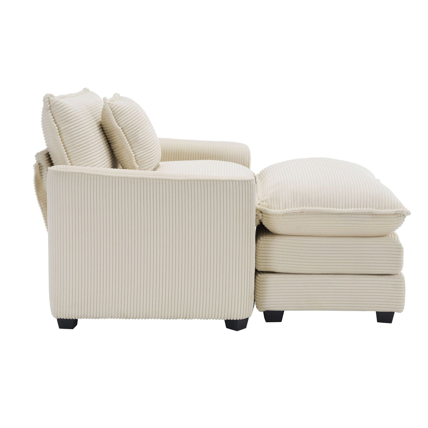 Classic Modern Comfortable Single Chair Deep Seat Sofa With Footstool