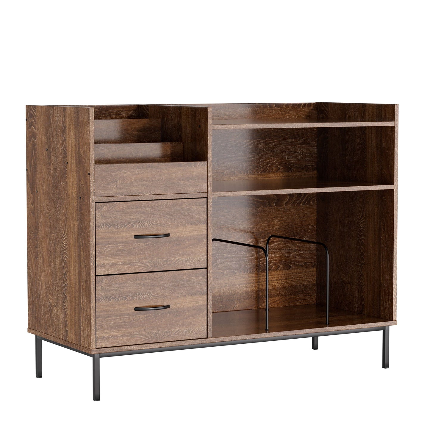 Grain Record Player Stand, Media Console With Speaker Shelf & 2 Drawers