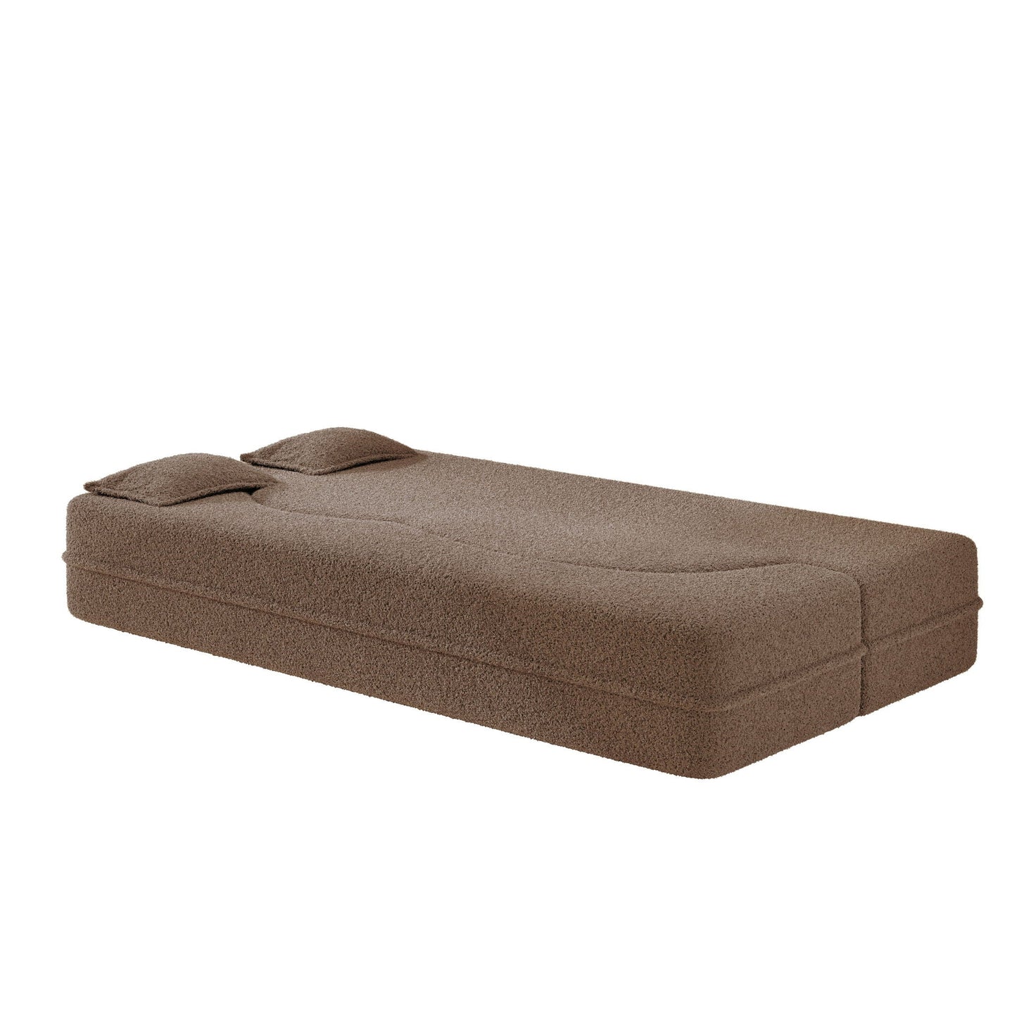 Modern Floor Sleeper Sofa Bed With 2 Pillows, Convertible Twin Size Folding Mattress For Living Room