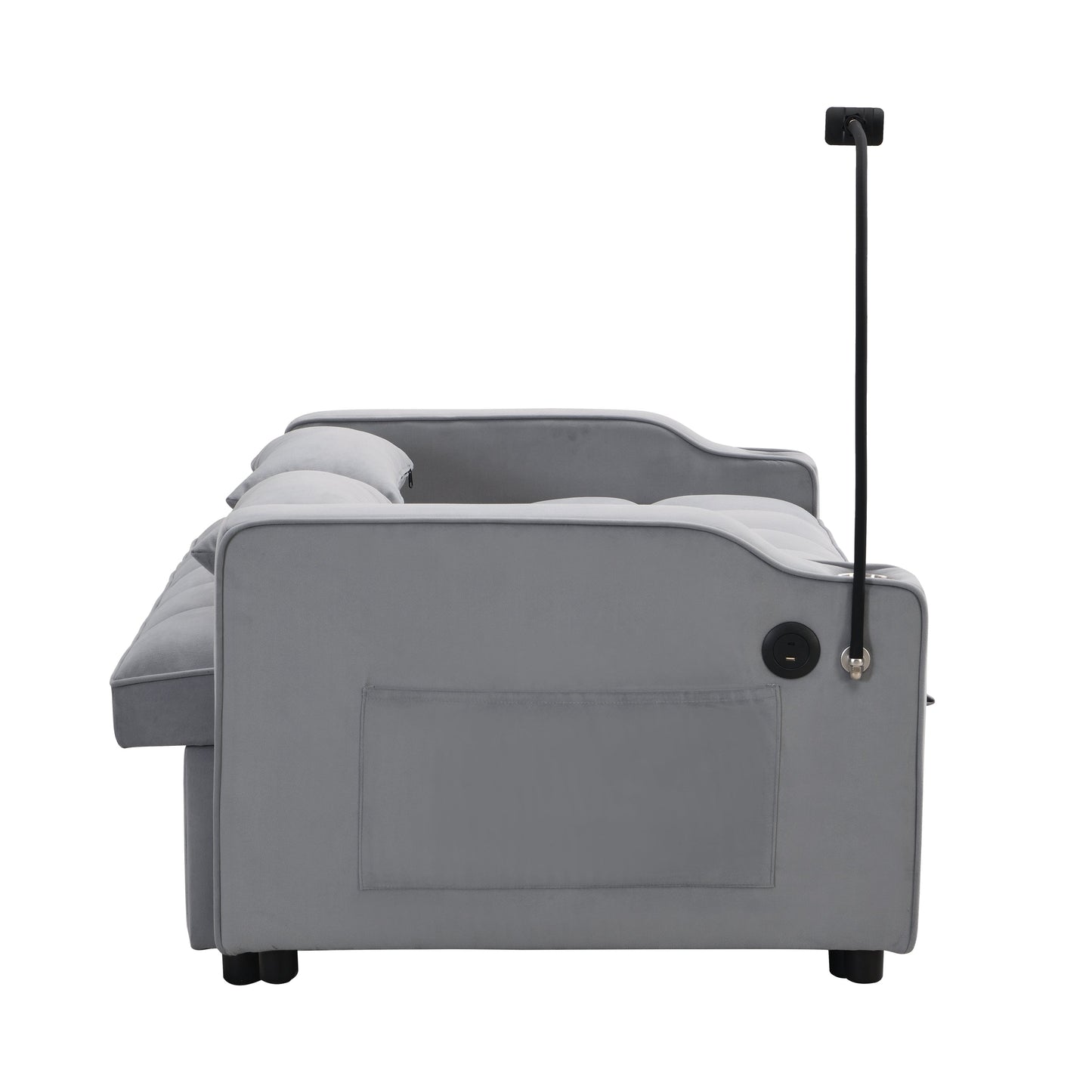 Modern Velvet Loveseat Futon Sofa Couch with Pullout Bed
