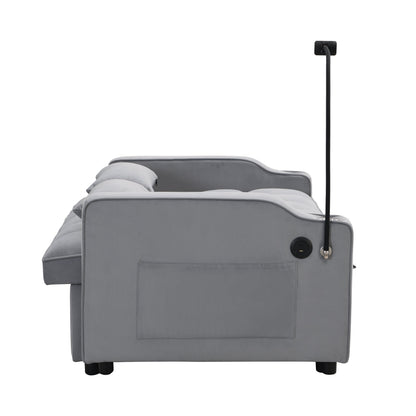 Modern Velvet Loveseat Futon Sofa Couch with Pullout Bed