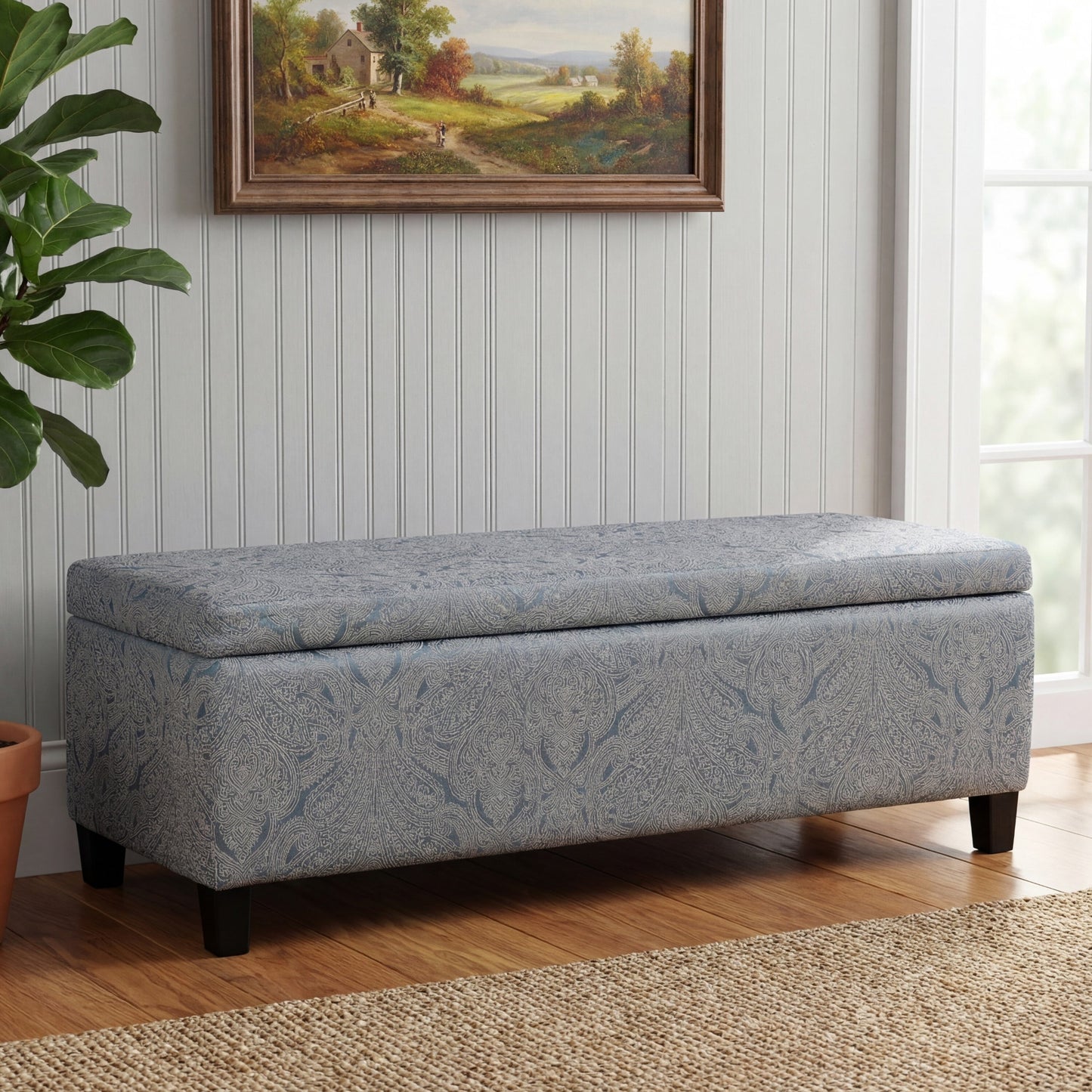Indoor Jacquard Storage Ottoman Bench