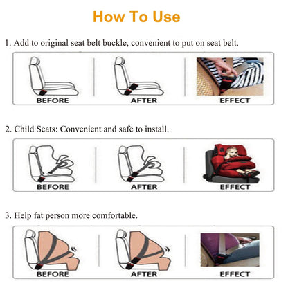 2Pcs Universal Car Extension Socket Buckles Auto Safety Extender Clip Alarm Stopper Comfortable For Pregnant Compatible w/ Most Cars