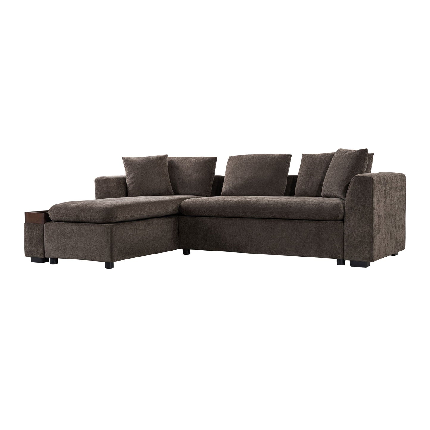 Modern L Shaped Sectional Sofa With Upholstery And Wooden Storage