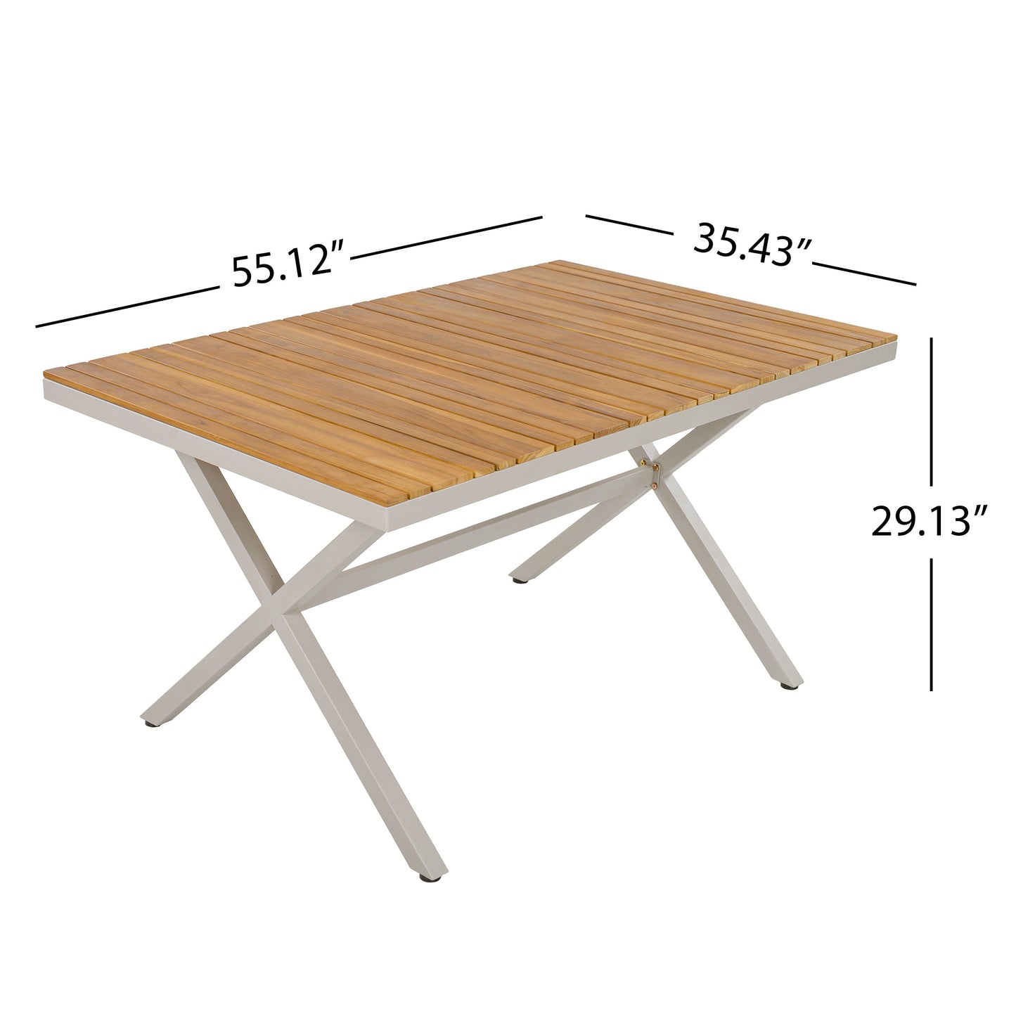 Teak Wood Top Outdoor Table with Steel Frame