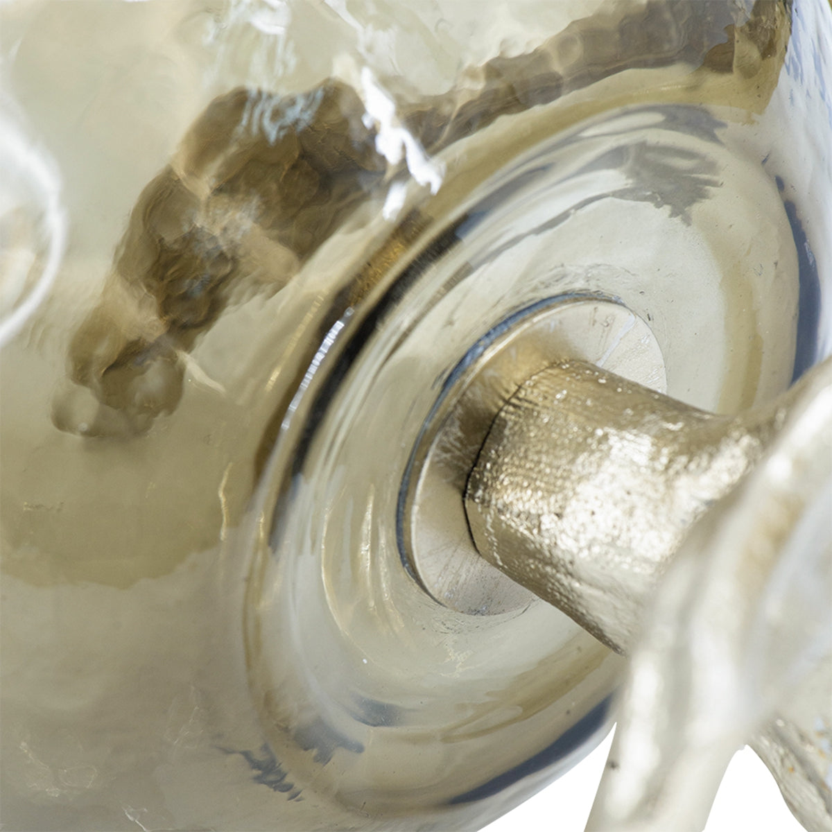 Olive Glass Candle Holder with Gold Metal Legs