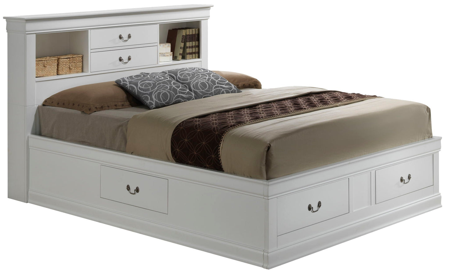 Traditional Style Bookcase Storage Bed