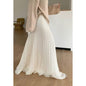 Spring And Summer New Plus-Size Pleated Skirt For Women, Stylish Pleated A-Line Long Skirt, Chiffon High-Waisted Tulle Skirt For Plus-Size Women