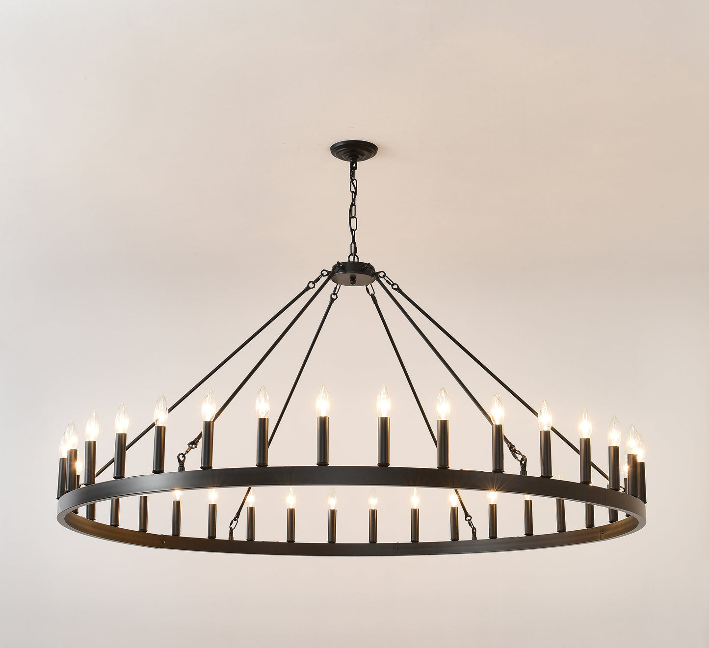 59.1 Inch 36-Light Wagon Wheel Chandelier