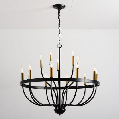 15-Light Industrial Iron Candle Chandelier Modern Farmhouse Pendant Light