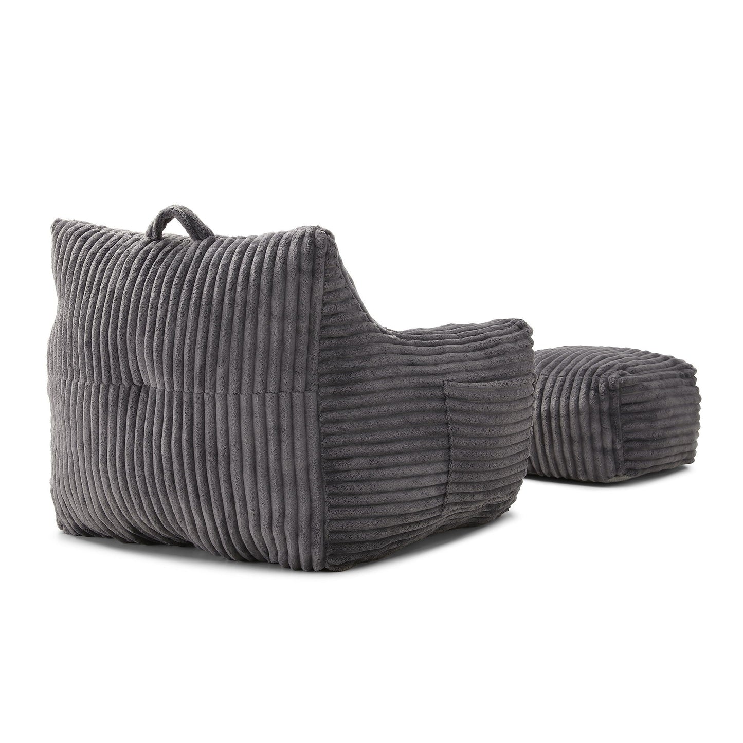 Giant Bean Bag Chair With Armrests And Footstool
