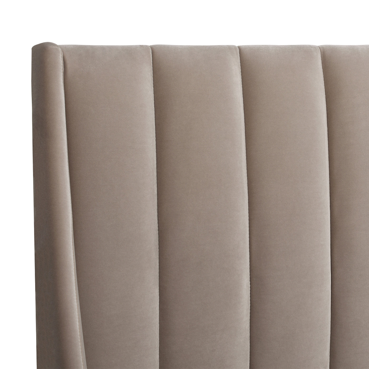 Aspen Vertical Tufted Headboard Platform Bed Set, King, Mink Beige Performance Velvet