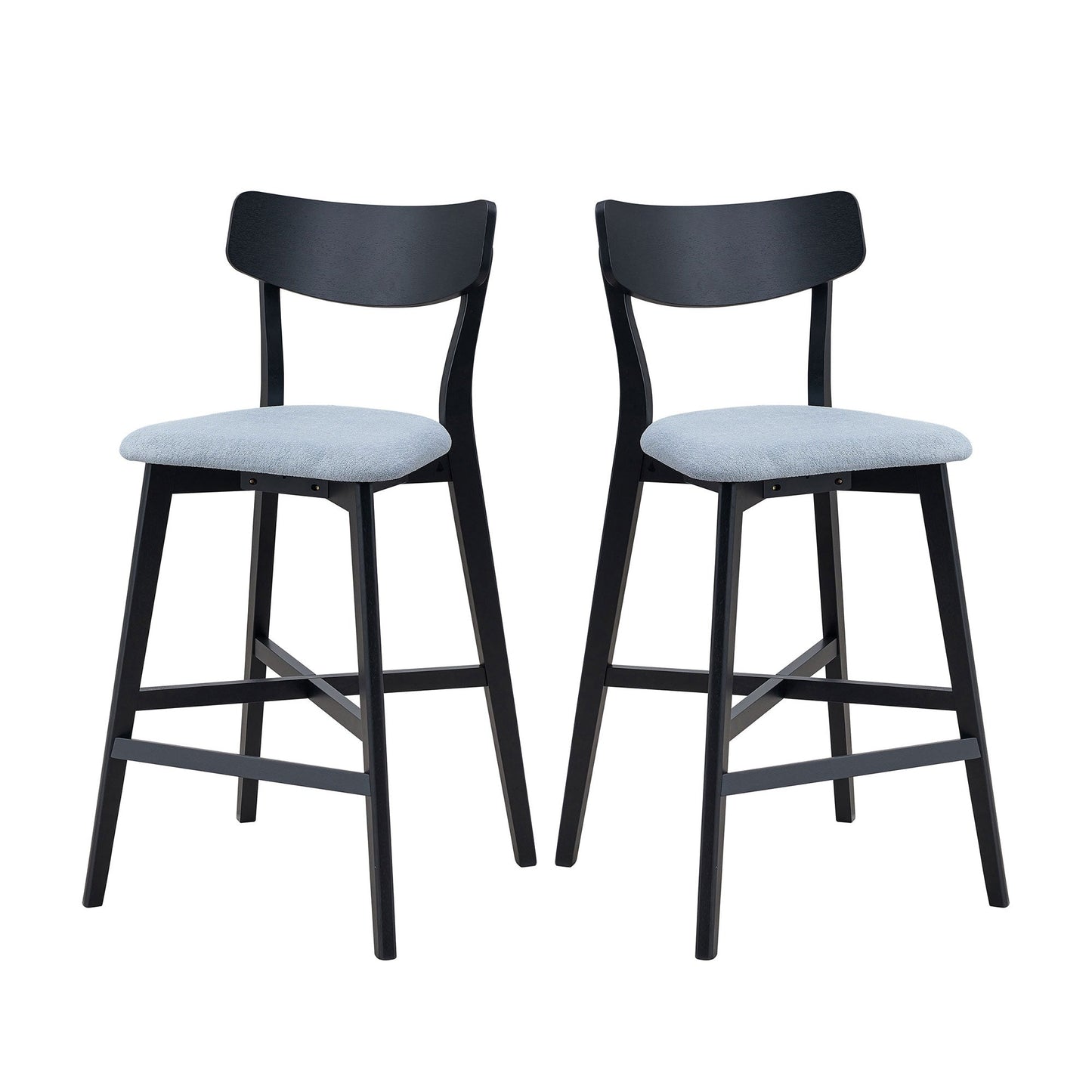 Wooden Bar Chairs Set of 2, Modern Soft Upholstered Kitchen Island Chairs
