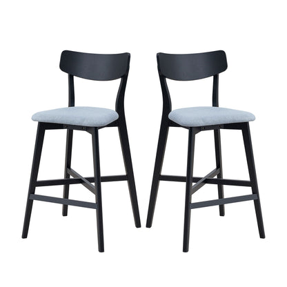 Wooden Bar Chairs Set of 2, Modern Soft Upholstered Kitchen Island Chairs