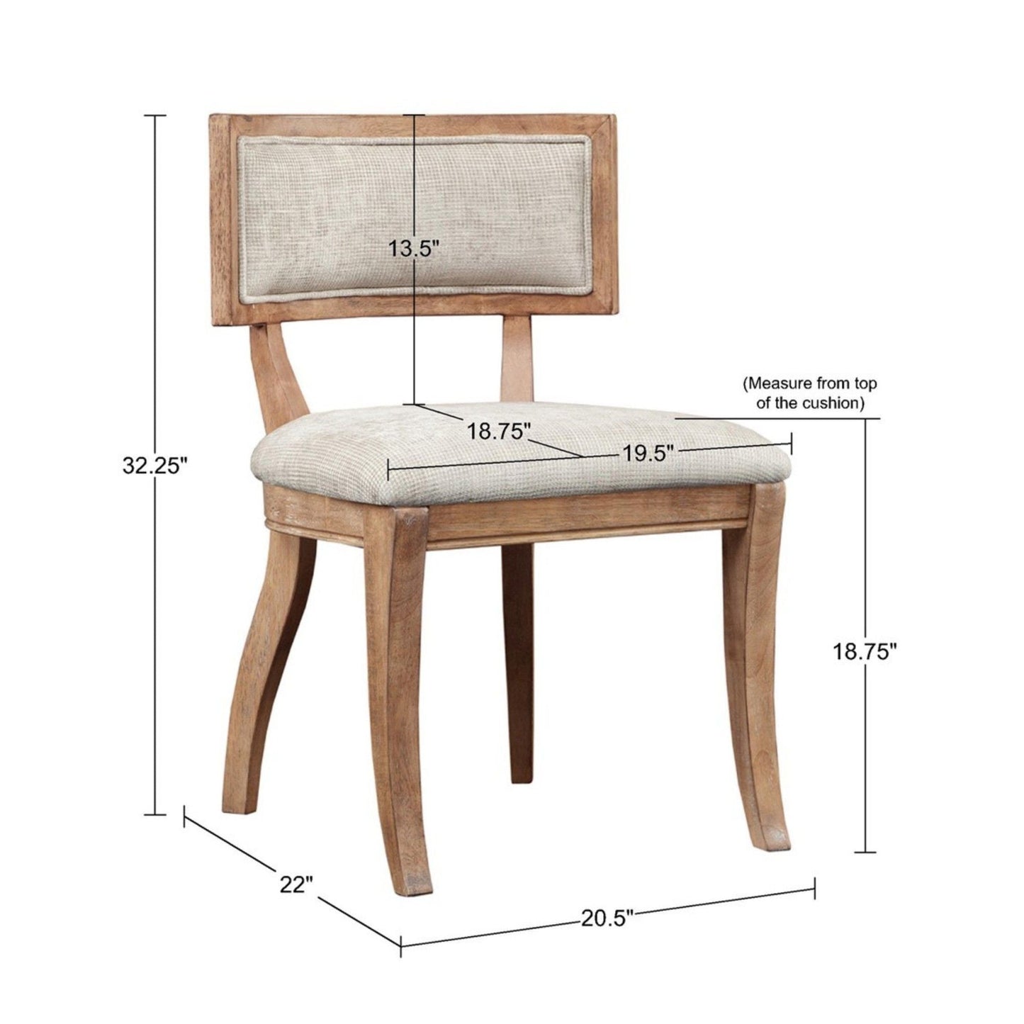 Classic Dining Chair With Curved Back (Set of 2) - Beige / Light Natural