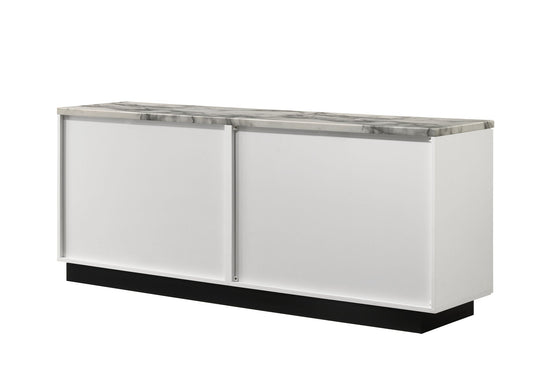 Matilda Cabinet Console Table with White Faux Marble Top