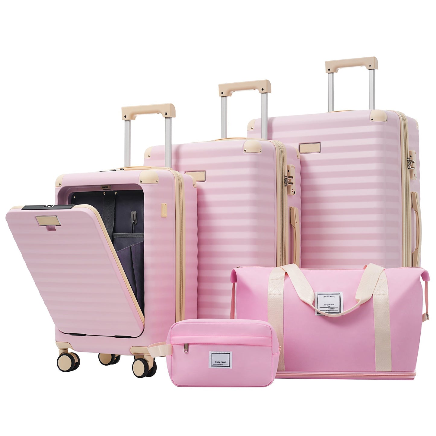 Deluxe 5-Piece Hard-Side Luggage Set with USB and TSA Locks
