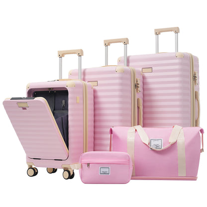 Deluxe 5-Piece Hard-Side Luggage Set with USB and TSA Locks