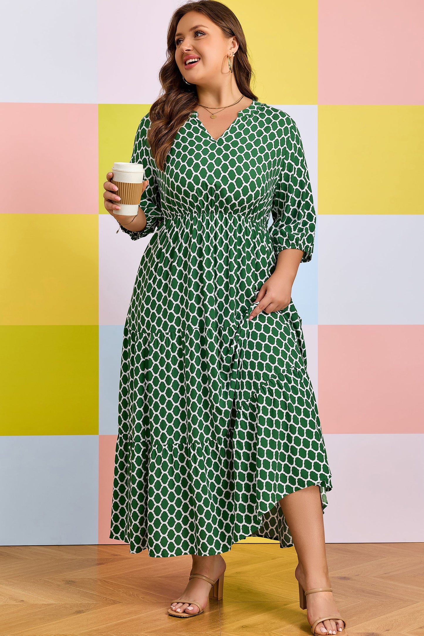 Johanna Ruffle Hem Casual PLUS Dress