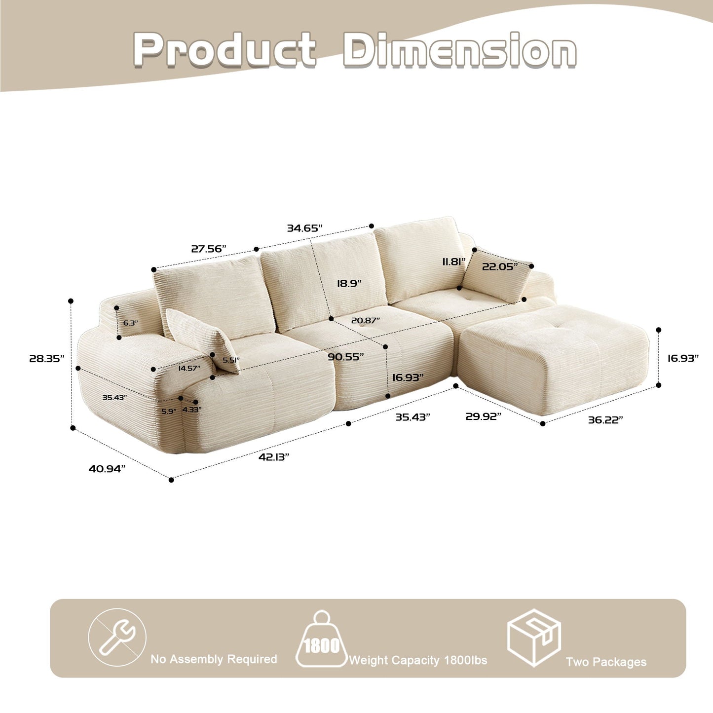 Compressed Sofa Large Sectional Couches for Living Room