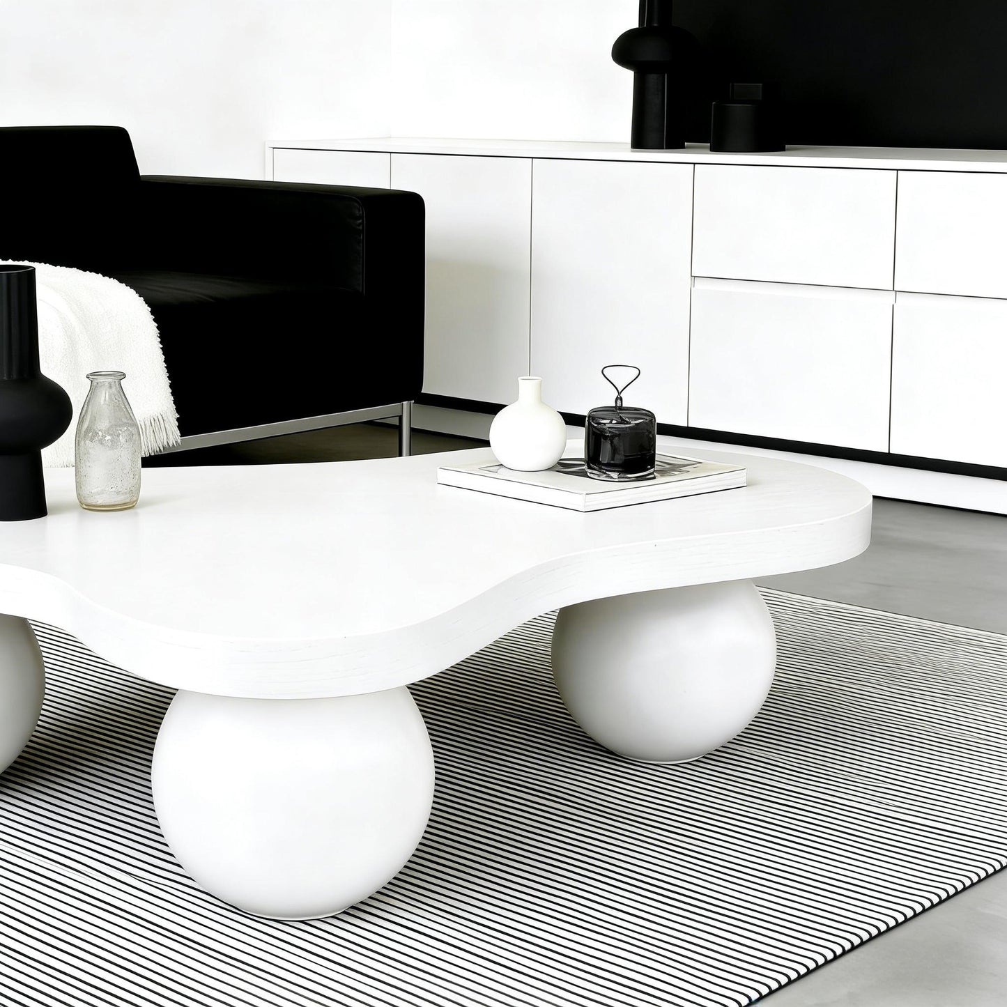 Cloud Shaped Coffee Table With 3 Ball Legs For Living Room