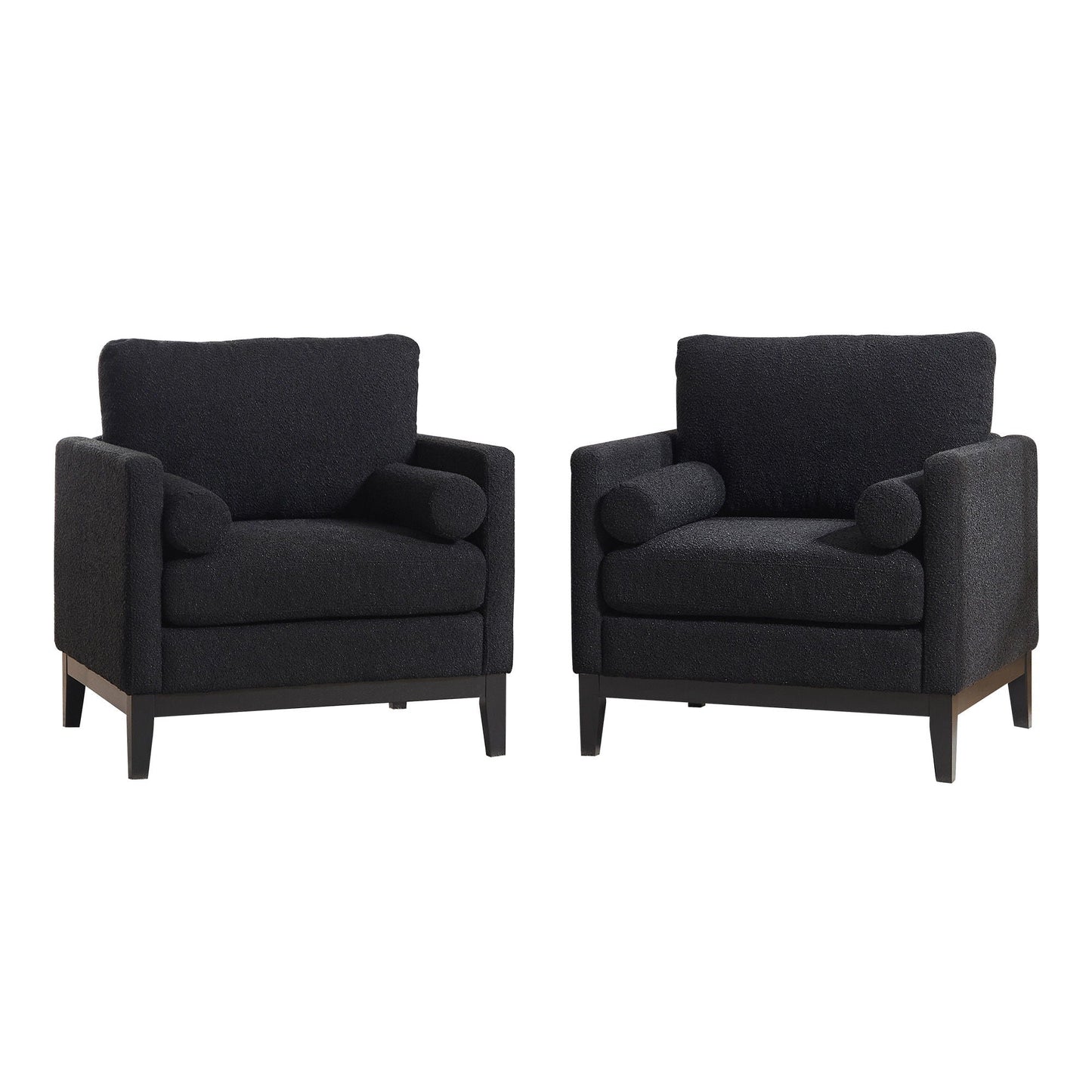Wide Modern Farmhouse Performance Accent Chair With Legs, Wood Base