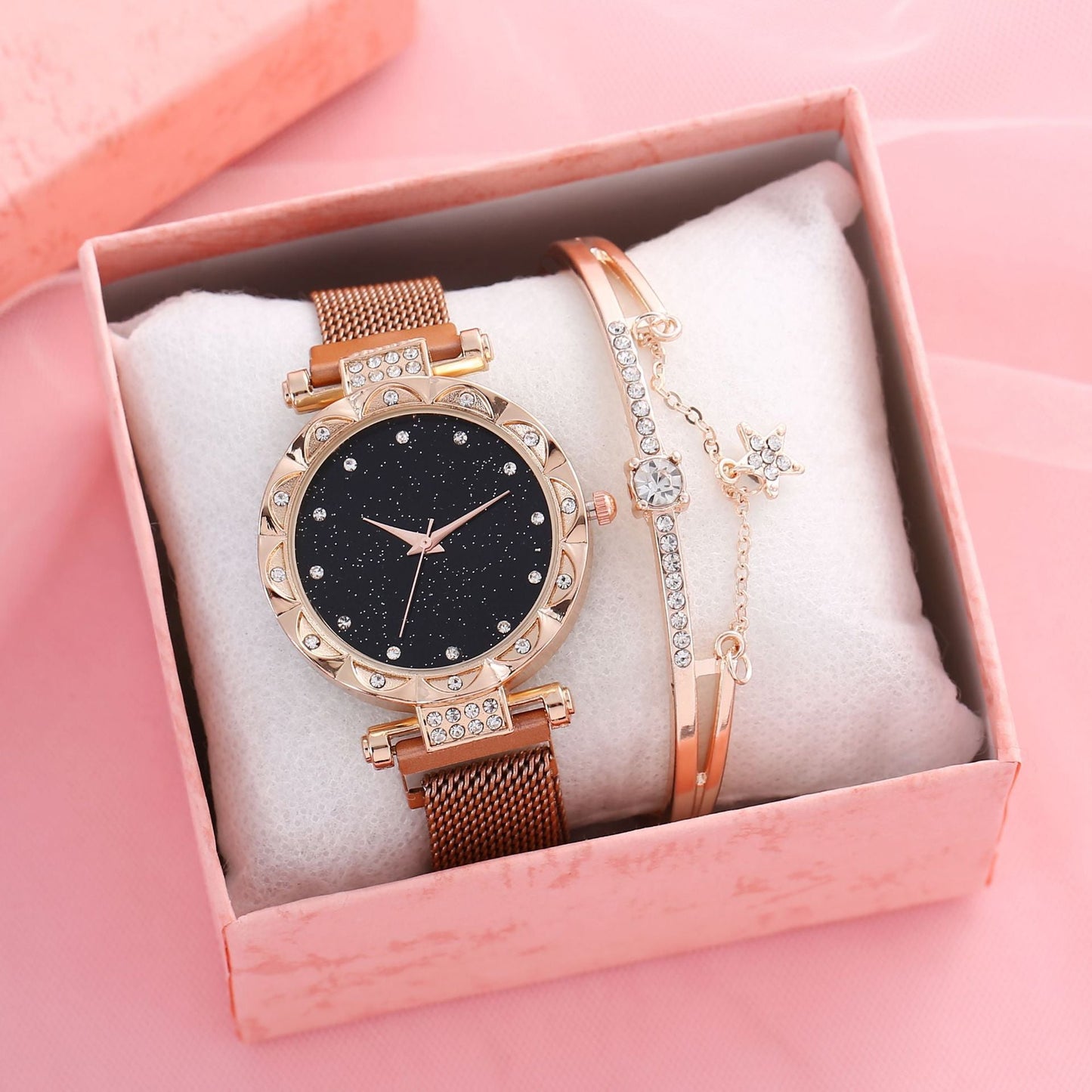 Magnetic Strap Set Womens Quartz Wristwatch