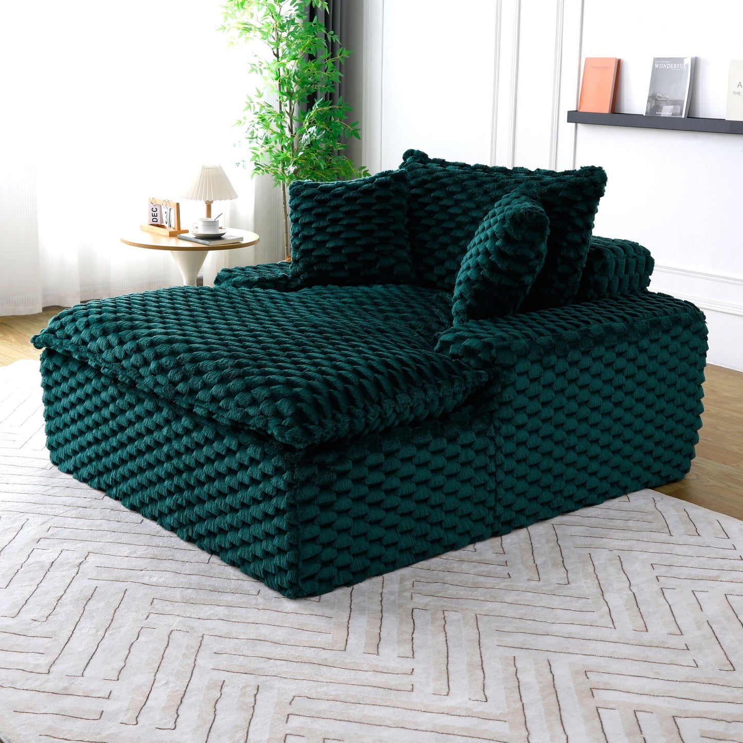 Comfort Bearing Sofa With 2 Pillows And 1 Backrest - Green