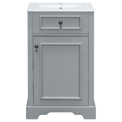 Elegant Bathroom Vanity With Ceramic Sink, Soft Close Door, Adjustable Shelf