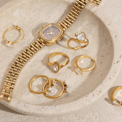Geometric Zircon Ring Assortment