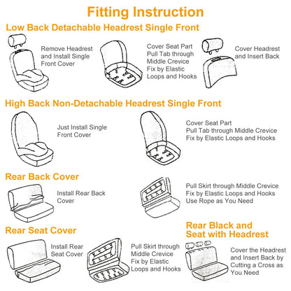 9Pcs Full Set Car Seat Covers For Auto Truck SUV Universal Front Rear Car Seats Headrest Protectors Split Bench Compatible