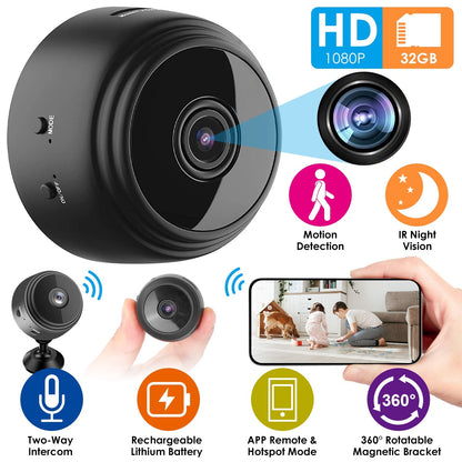Mini CameraÊWireless Wifi IP Home Security Cam 1080P Full HD Surveillance Camera Nanny Cam w/ 32G MMC Card