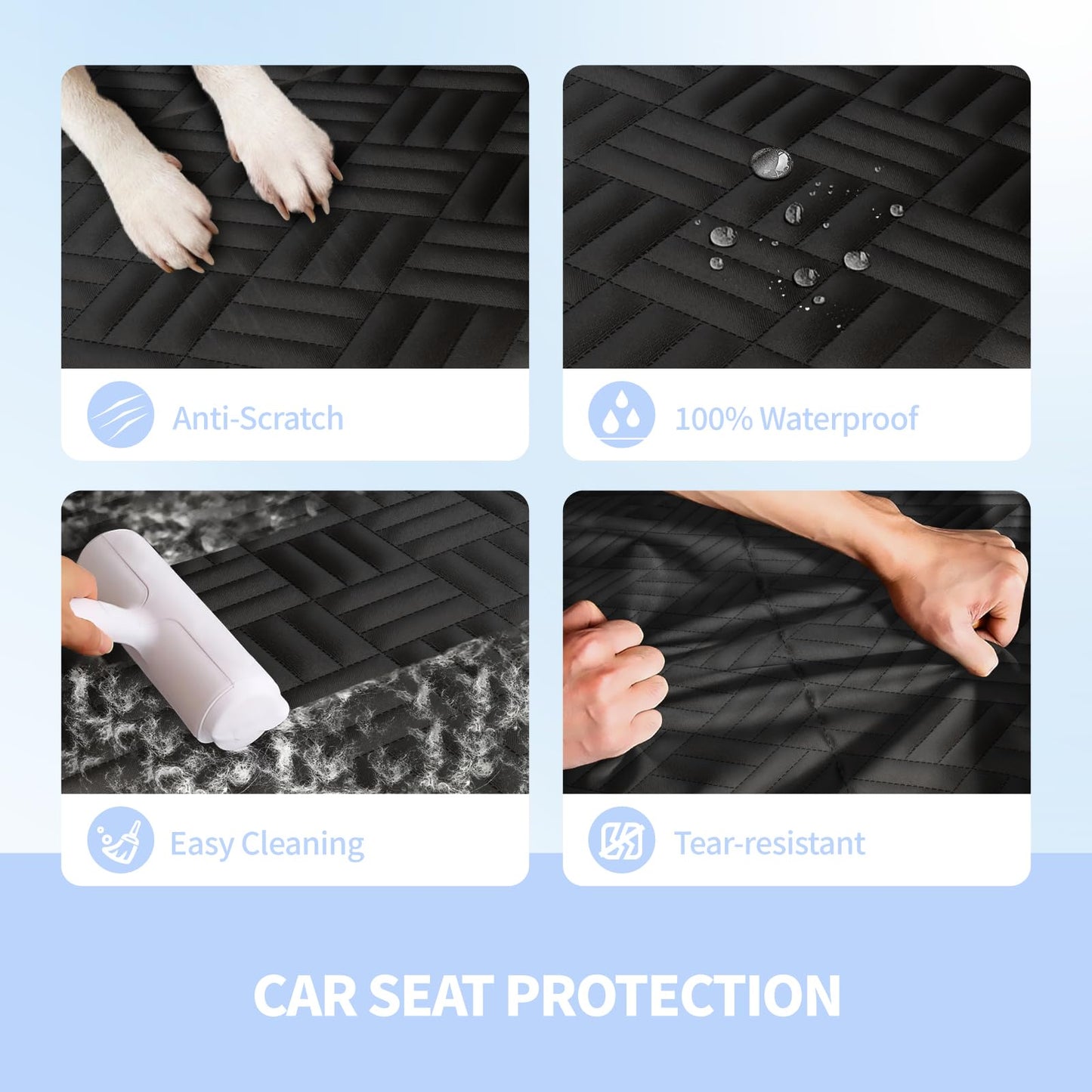 Dog Car Seat Cover For Back Seat, Hard Bottom Back Seat Extender For Dogs, Duty Scratch-Proof Waterproof Dog Hammock For Cars, SUVs, Trucks