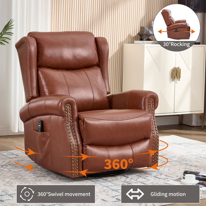 Heat Massage Manual Recliner Chair with Rocker and Swivel