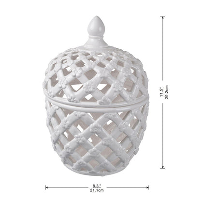 Ballas - Bird Lidded Jar - White
