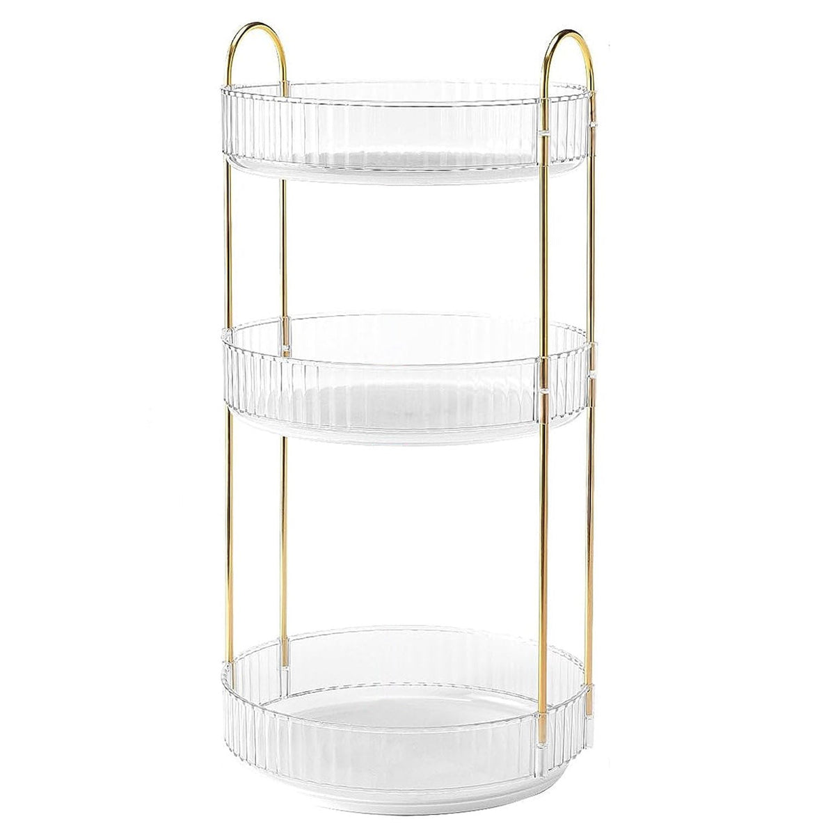 3 Tier Rotating Makeup Organizer 360¡ Spinning Perfume Cosmetic Storage Tray 55LBS Load Countertop Shelves for Lotion Lipstick