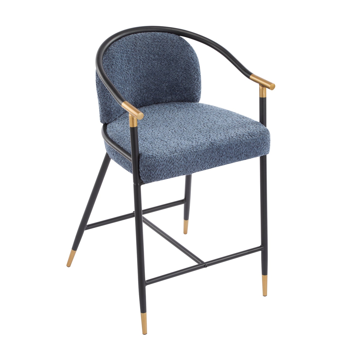 26" H Upholstered Counter Stool with Metal Frame (Set of 2) - Navy