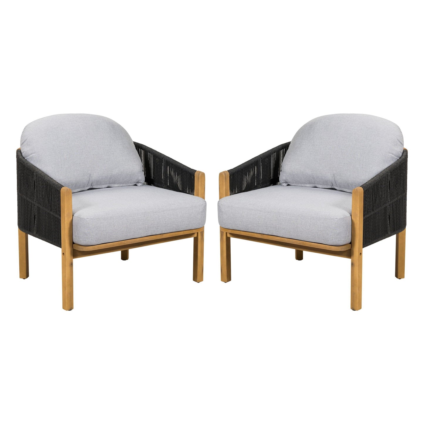 Grotta Outdoor Wood Club Chair Set of 2