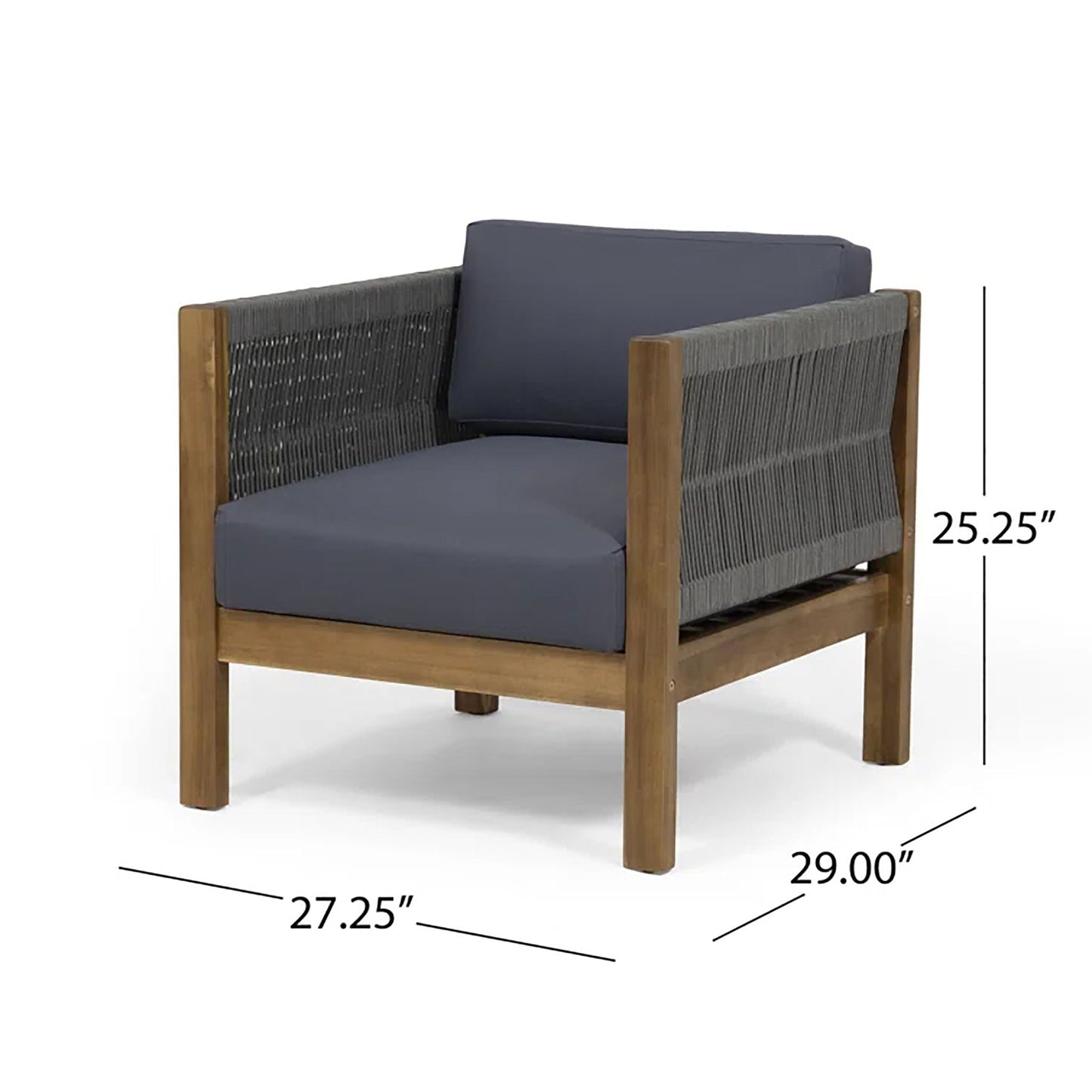 Charlotte Outdoor And Rope 4 Seater Chat Set With Cushions - Teak