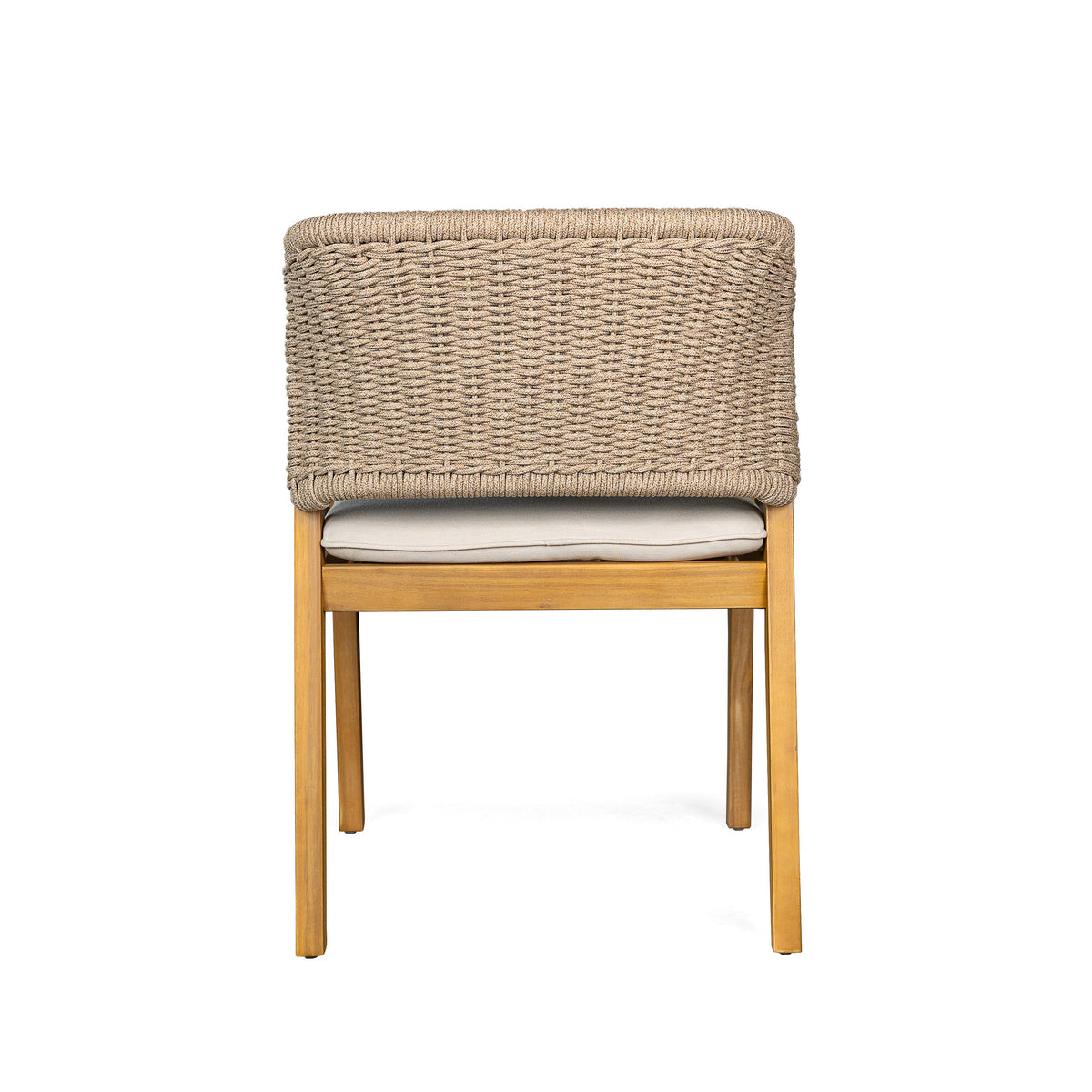 7-Piece Outdoor Dining Set, Acacia Wood Table & 6 Acacia Wood Rope Chairs