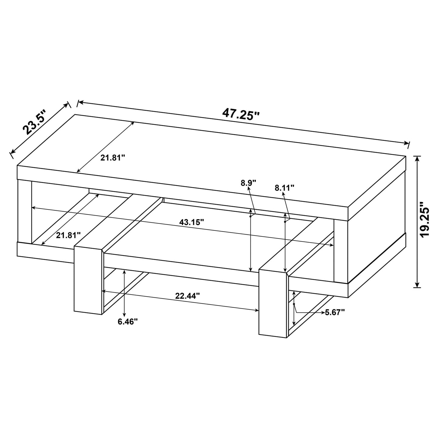 Dinard Engineered Wood Cocktail Coffee Table Grey Driftwood