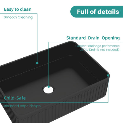 BB17 Integrated Black Ceramic Bathroom Vanity Sink