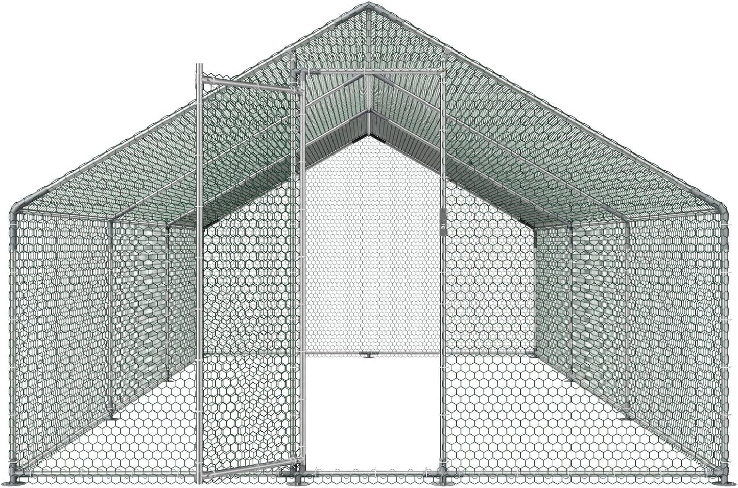 VEVOR Large Metal Chicken Coop, Walk-in Poultry Cage With Waterproof Cover, Outdoor Hen House For Chicken Duck Rabbit Farm